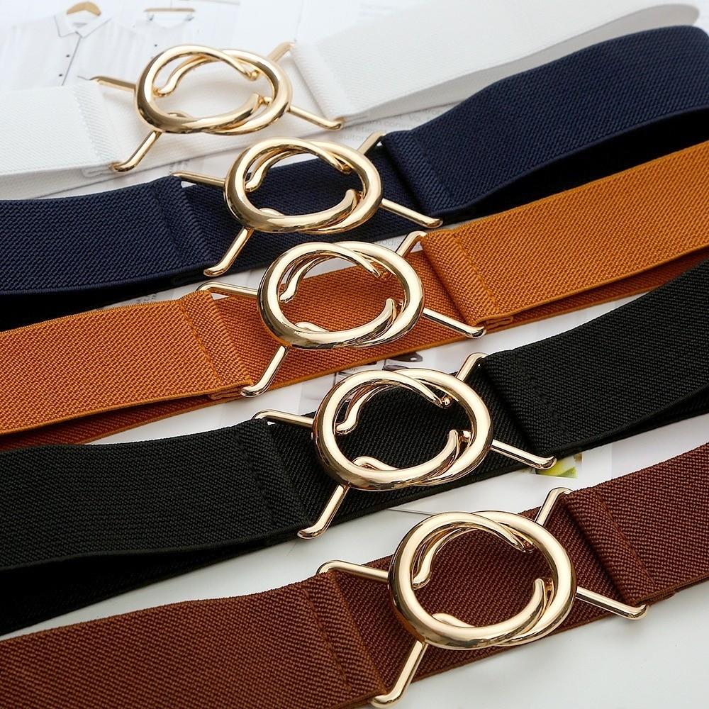 Adjustable Elastic Belt Versatile Metal Buckle Belt Casual Waist Belt  for Women