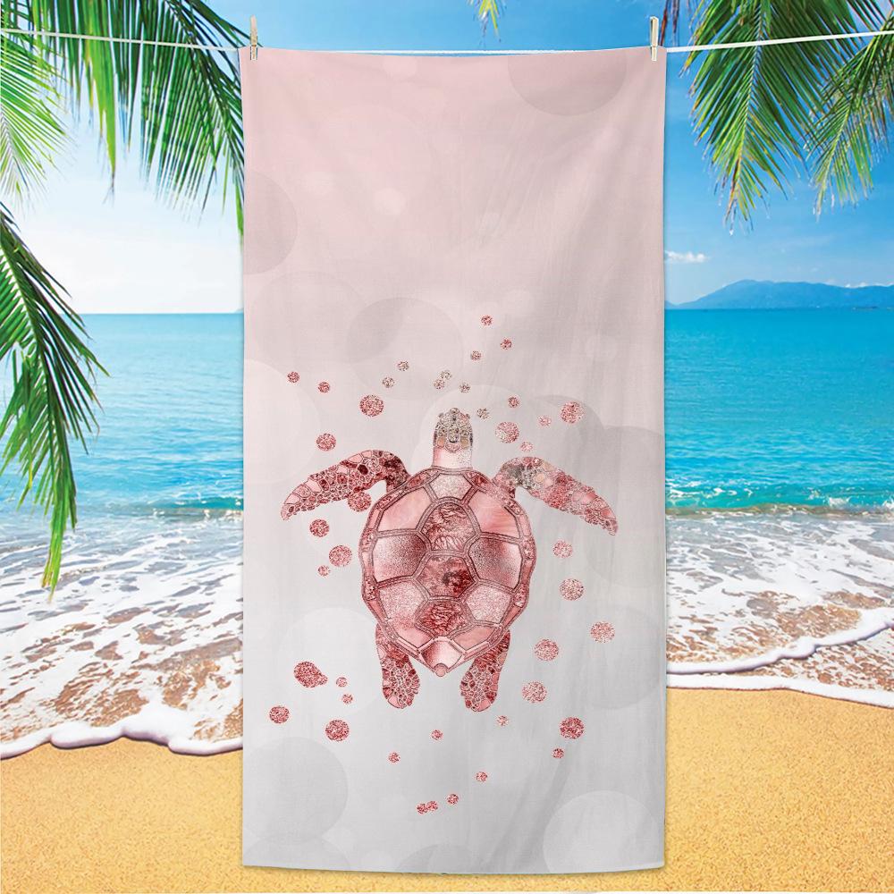 Tropische Früchte & Eis Strandtuch, Ozeanwellen-Print Schnelltrocknendes Mikrofaser-Pooltuch