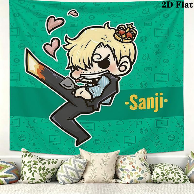 One Piece Sanji Wall Tapestry Aesthetic Wall Hanging Printed Fabric Blanket Decorative Tapestries For Bedroom Living Room Home Decor