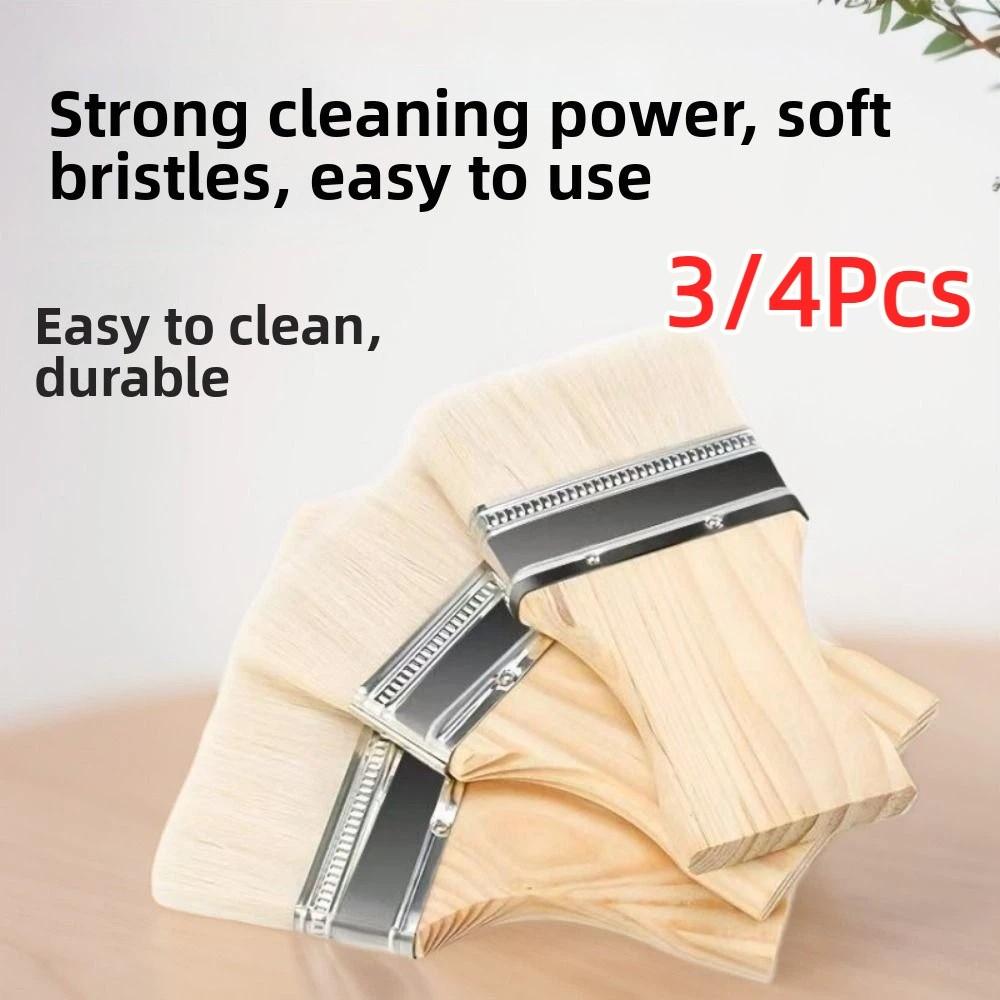 3/4Pcs 2/3/4/5in Flat Paddle Paint Brushes Multipurpose Artist Painting Brushes  for Furniture
