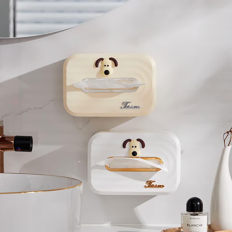 Cute Cartoon Wall-Mounted Tissue Box with Dog Sticker
