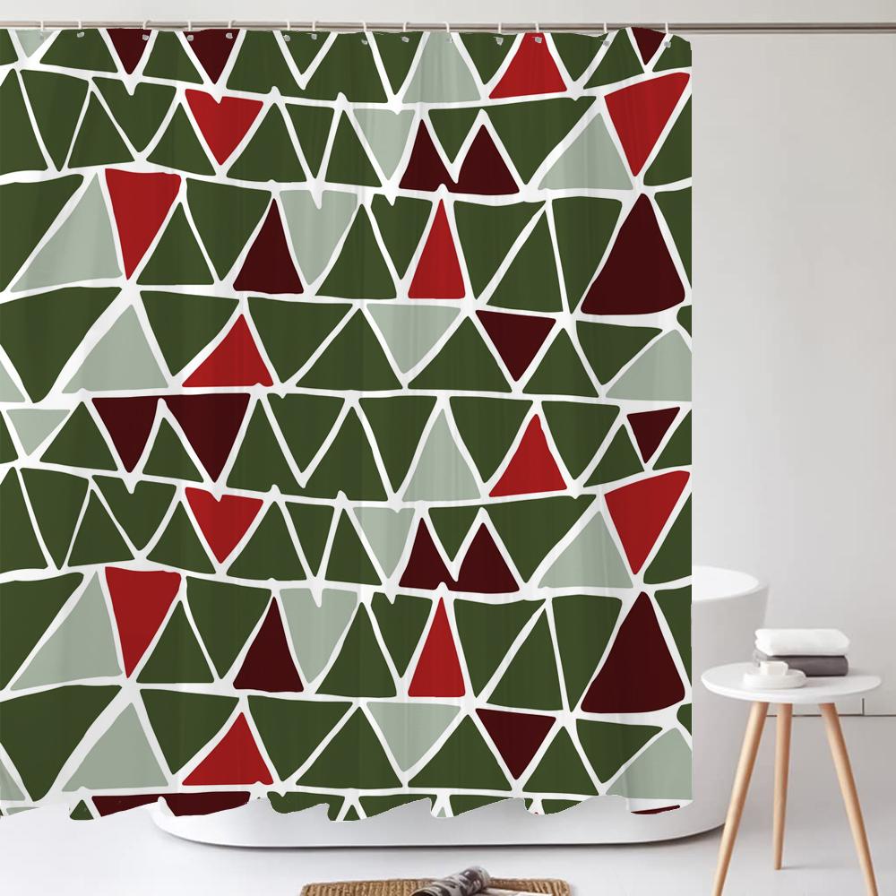 1 pack of print shower curtain polyester cloth modern geometry pattern bathroom curtains with hooks Home decoration curtain