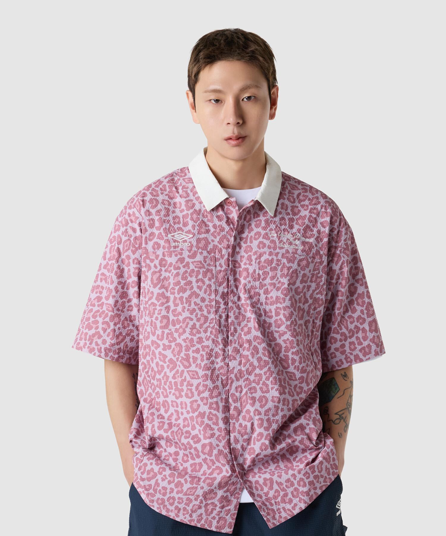 UMBRO Seersucker Short Sleeve Shirt Leopard