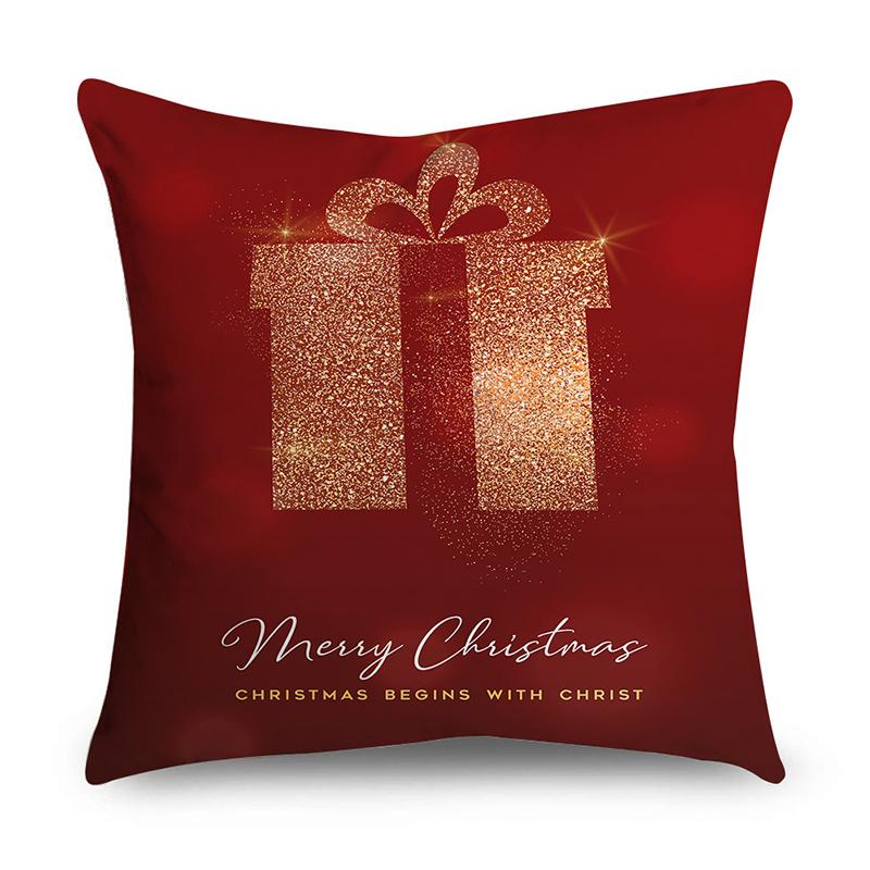 Christmas Decorative Polyester Cushion Cover For Home Tree Gifts Printed Pillow Cover Pillow Case Home Decor Xmas Decoration
