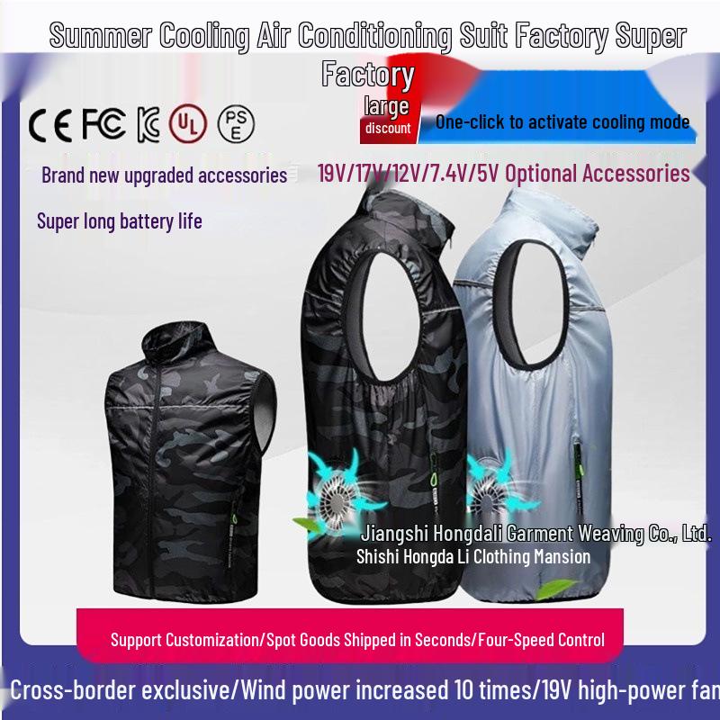 

USB-Charging Cooling Camouflage Vest with Fans and Sun Protection 3XL