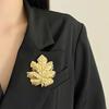 French Style Long Leaf Pin Corsage Ornament Metal Glossy Brooch  Western-style Clothes