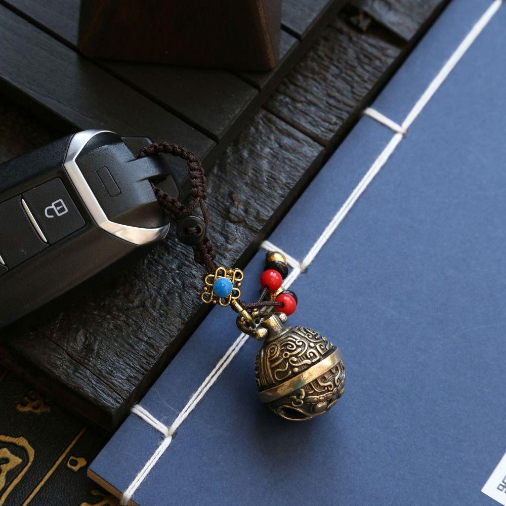 Brass Mantra Bell Keyring Vintage Handmade Rope Car Keychain Brass Bell Car Keychain  Women