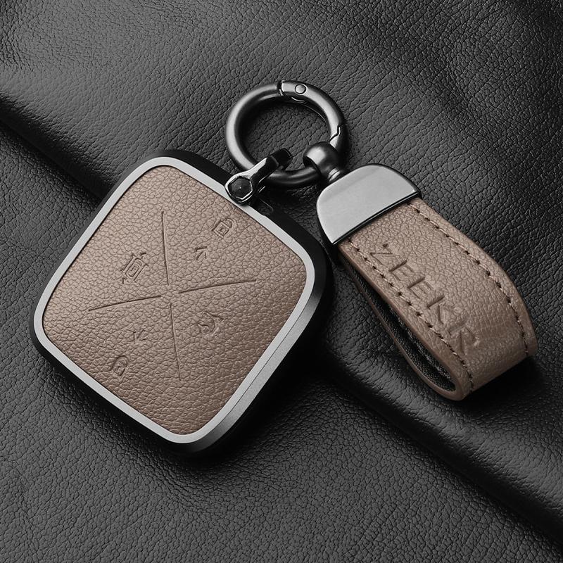 For Zeekr 001 007 7X X 009 Key Case Buckle Bluetooth Card Key Case Real Goat Leather Car Accessories Car Key Cover Modification