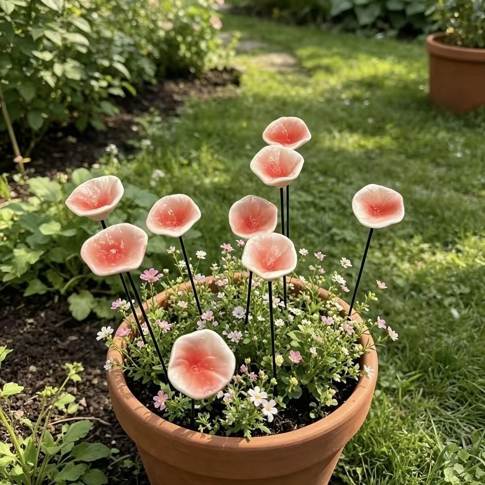 3pcs Ceramic Bee Butterfly Water Dispenser Flower Shape Bee Watering Station Courtyard