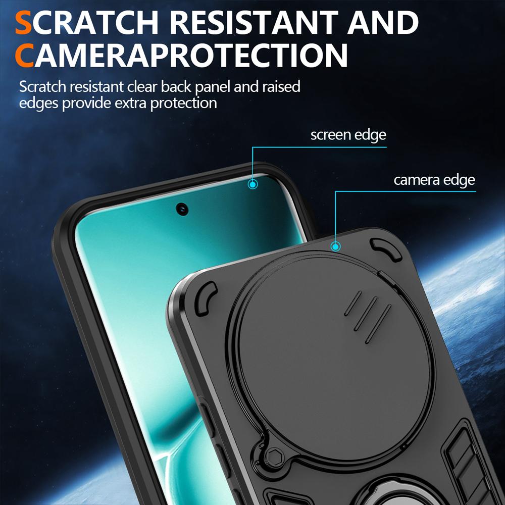 KEYSION Shockproof Armor Ring Stand Case for Redmi Note 15 Pro+ 5G Slide Camera Lens Protection Phone Cover for Redmi Note 15 4G 5G