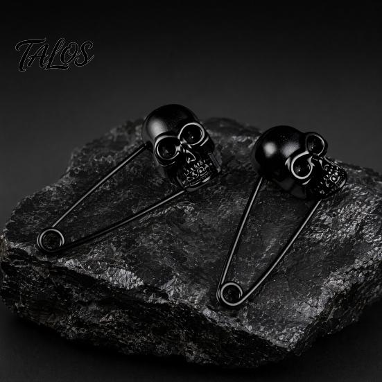 Broche Épingle de Sûreté Crâne, Broche avec Design de Serrure, Sculpture 3D pour Femmes Accessoire Punk Halloween pour Vestes revers Sacs à Dos Cadeau Hommes
