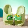 Boys Girls Slippers Summer Comfortable Cartoon Dinosaur Open Toe Non- Shoes Toddler Soft Shower Flip Flops,Green,3.5-4 Years