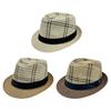 Yousheng Men Jazz Hat, Summer Plaid Pattern Top Hat, UV Protection Breathable Straw Hat, Lightweight Casual Headwear for Outdoor Gardening Beach
