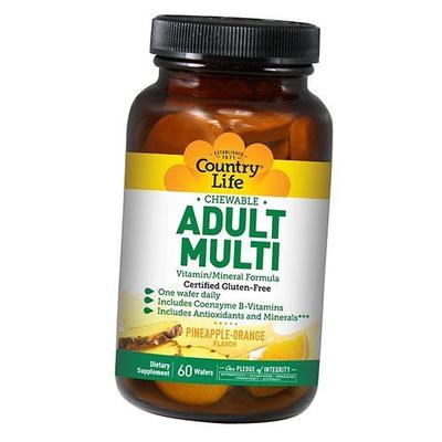 Жевательные Мультивитамины для взрослых, Adult Multi, 60таб Ананас-апельсин (36124038)