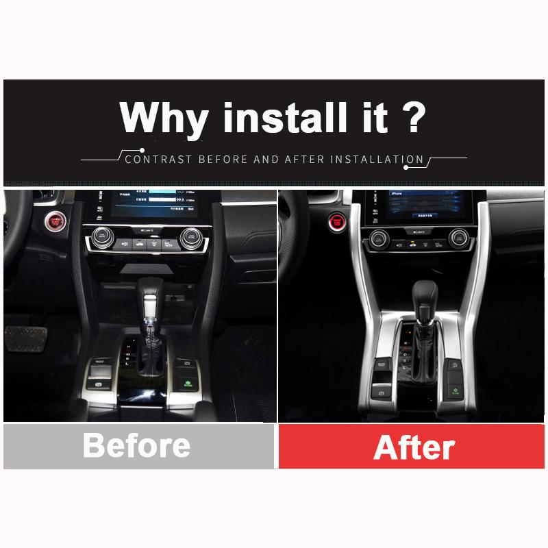 Carbon Fiber Interior Control Gearshift Panel Decoration Stickers Modification Supplies For Honda Civic 10th 2017 2018