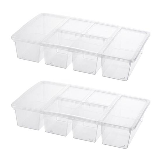 1/2Pcs Food Storage Boxes Reusable Snack Containers with Lids 5 Compartments BPA Free Dishwasher Safe Transparent Divided Snack Boxes