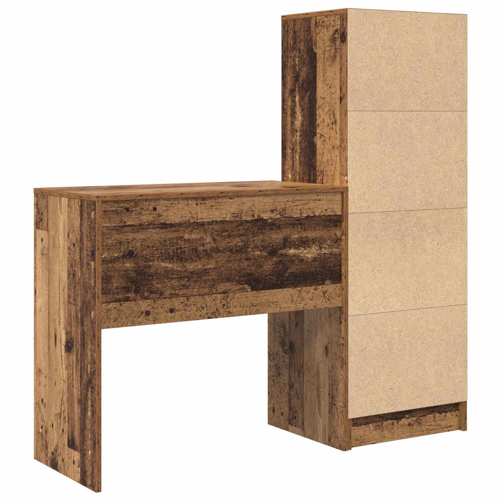 Desk with Drawers and Shelf 2 pcs Reclaimed Wood Look
