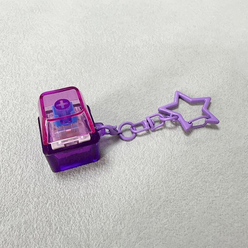 

Transparent Star Keyboard Keychain Pendant Decompression Keys Pc Cap Fingertip Press Mechanical Keyboard Edc