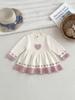 Girls' 100% Cotton Heart Jacquard Long Sleeve Princess Dress for Spring & Autumn