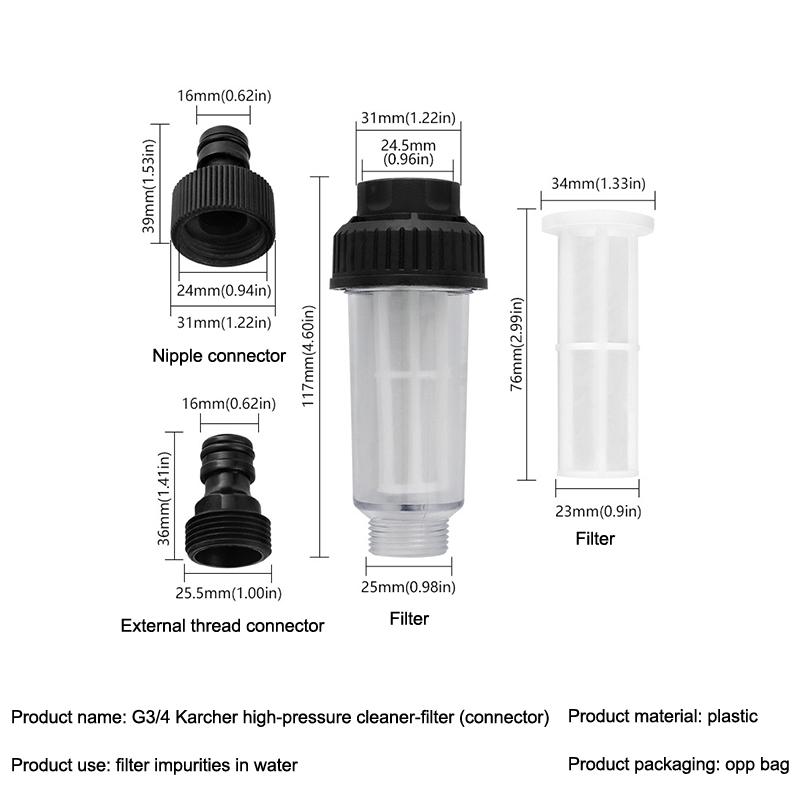 Universal High Pressure Washer Filter for K series & G3/4" Models up to 175psi, Ideal for Car Cleaning