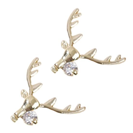2Pcs Christmas Nail Design Set Christmas Bell Elk Sled Zircon Tree Nail Zircon Art