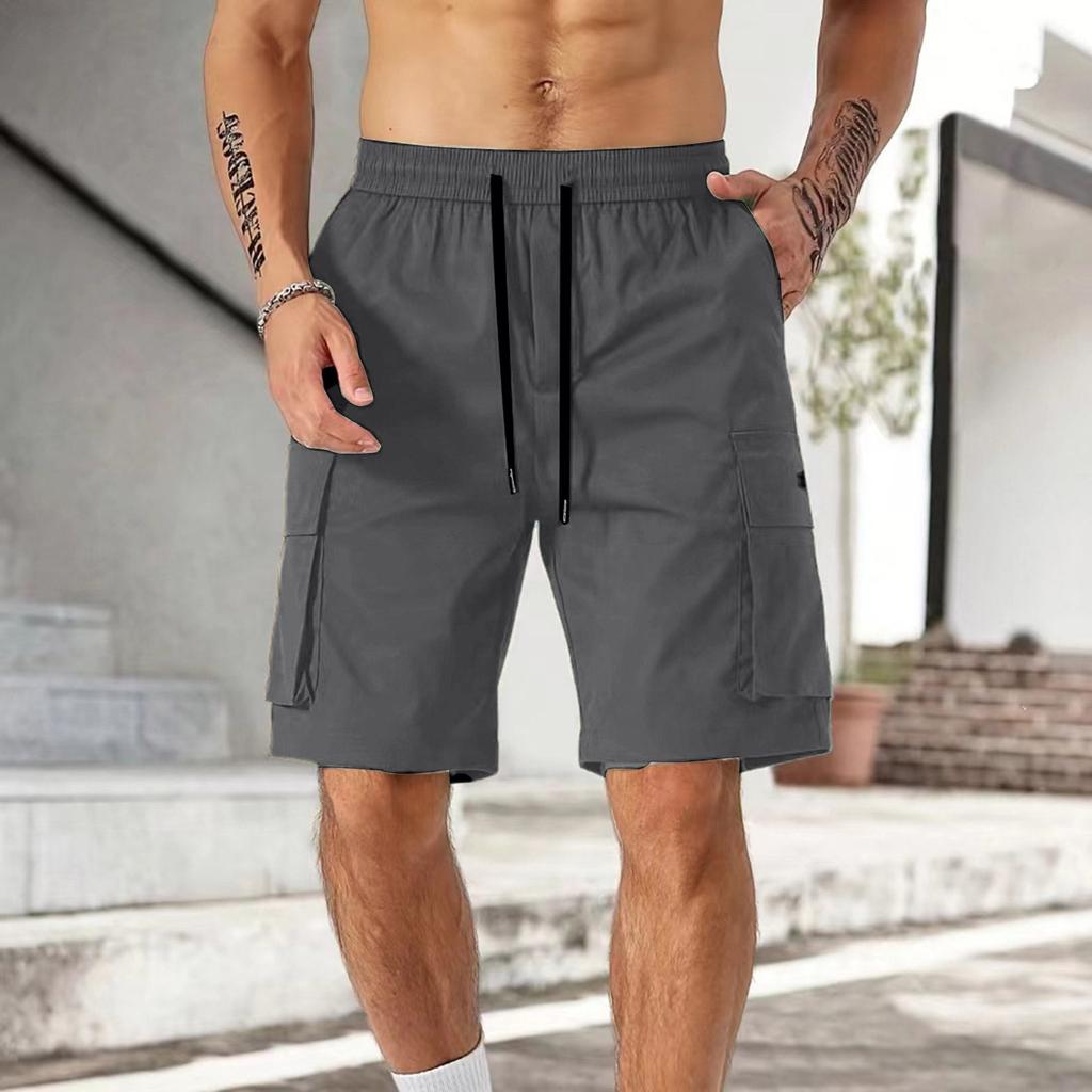 Men's Drawstring Belted Multi-pocket Cargo Shorts