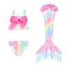 Ghnatygren Cross Border Girls Colorful Mermaid Swimsuit Children's Mermaid Bow Bikini Three-piece Set