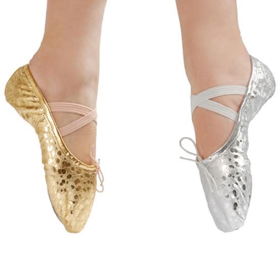 Женские и женские балетные танцевальные туфли из искусственной кожи с блестками — фото 4