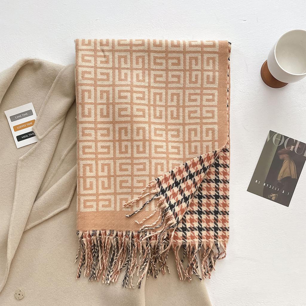 Winter Cashmere Scarf Women Double-Sided Jacquard Female Shawl Wrap Scarves Thick Warm Blanket Tassels Pashmina