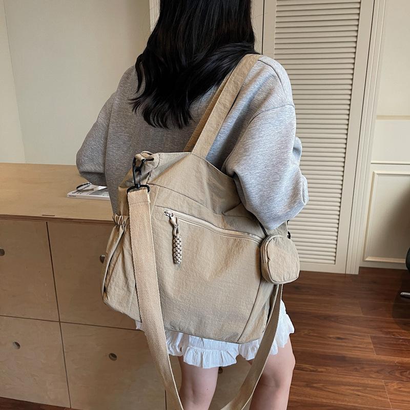 Lazy Wind Large Capacity Canvas Bag Women 2025 New Fashion Student Class Computer Bag Shoulder Portable Tote Bag