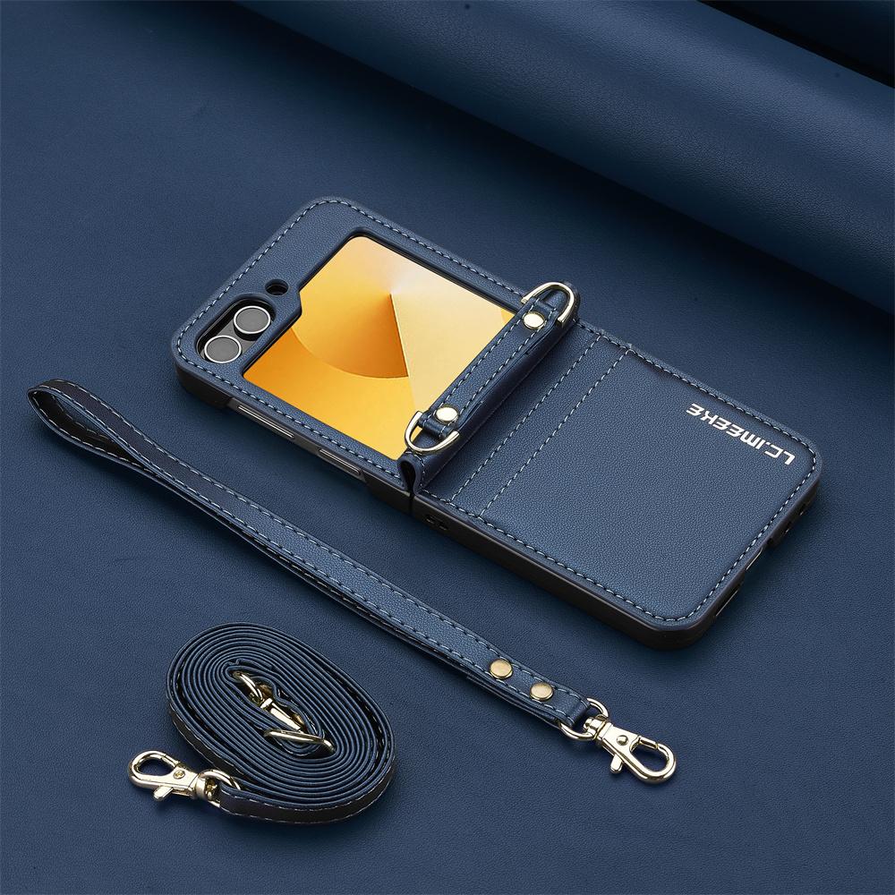 Crossbody Wallet Phone Case with Card Slot Holder Wrist Strap For Samsung Galaxy Z Flip 8 7 FE 6 5 4 3 Flip7 Flip6 Flip5 Flip8