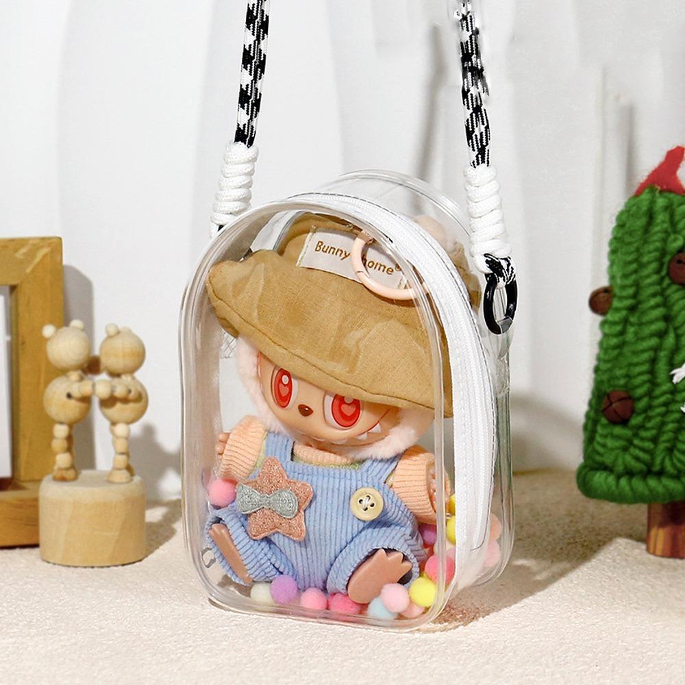 

with Hairballs Labubu Clear Outdoor Doll Bag Crossbody Chain Labubu Doll Display Bag Storage Bag style 1