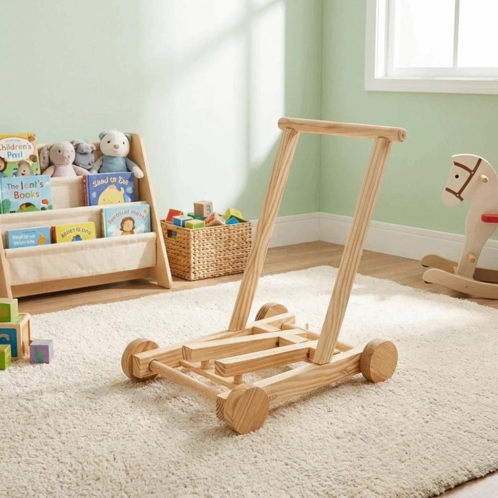 Wheeled Push-Pull Toddler Walking Aid Adjustable Speed Height Hand Push Aid Indoor Play