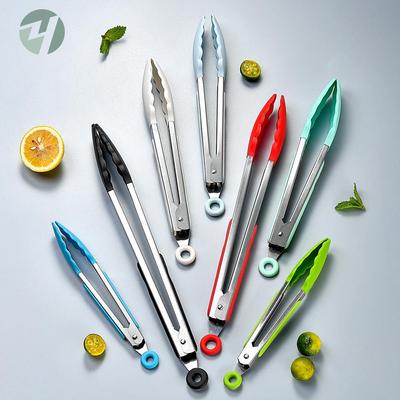 High-Temperature Resistant Silicone Kitchen Tongs - Non-Slip for Grilling, Baking, and Bread Handling.