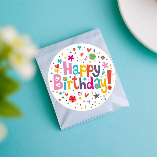 6Pcs Happy Birthday Thank You Sticker Set Cute Party Decals for Gift Wrapping Cards Kindergarten Crafts Colorful Birthday Stickers for Celebration