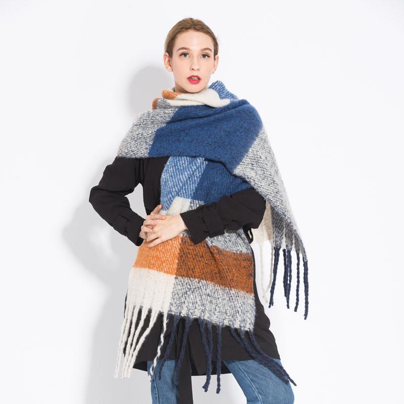 New Luxury Cashmere Women Plaid Scarf Winter Warm Shawl And Wrap Bandana Pashmina Long Tassel Female Foulard Thick Blanket