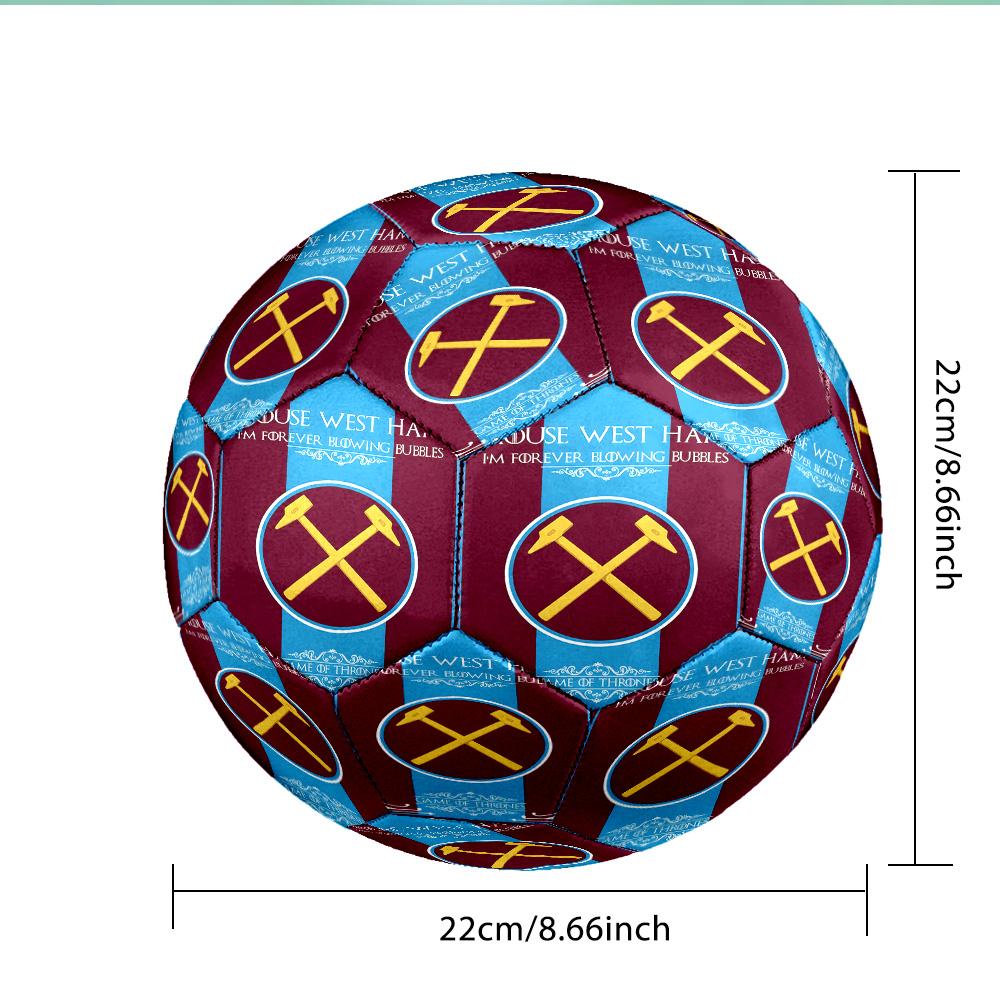 West Football Printed Size 5 Soccer Ball - Durable, Machine-stitched, Soft and Comfortable, Suitable for Training and Matches Gift