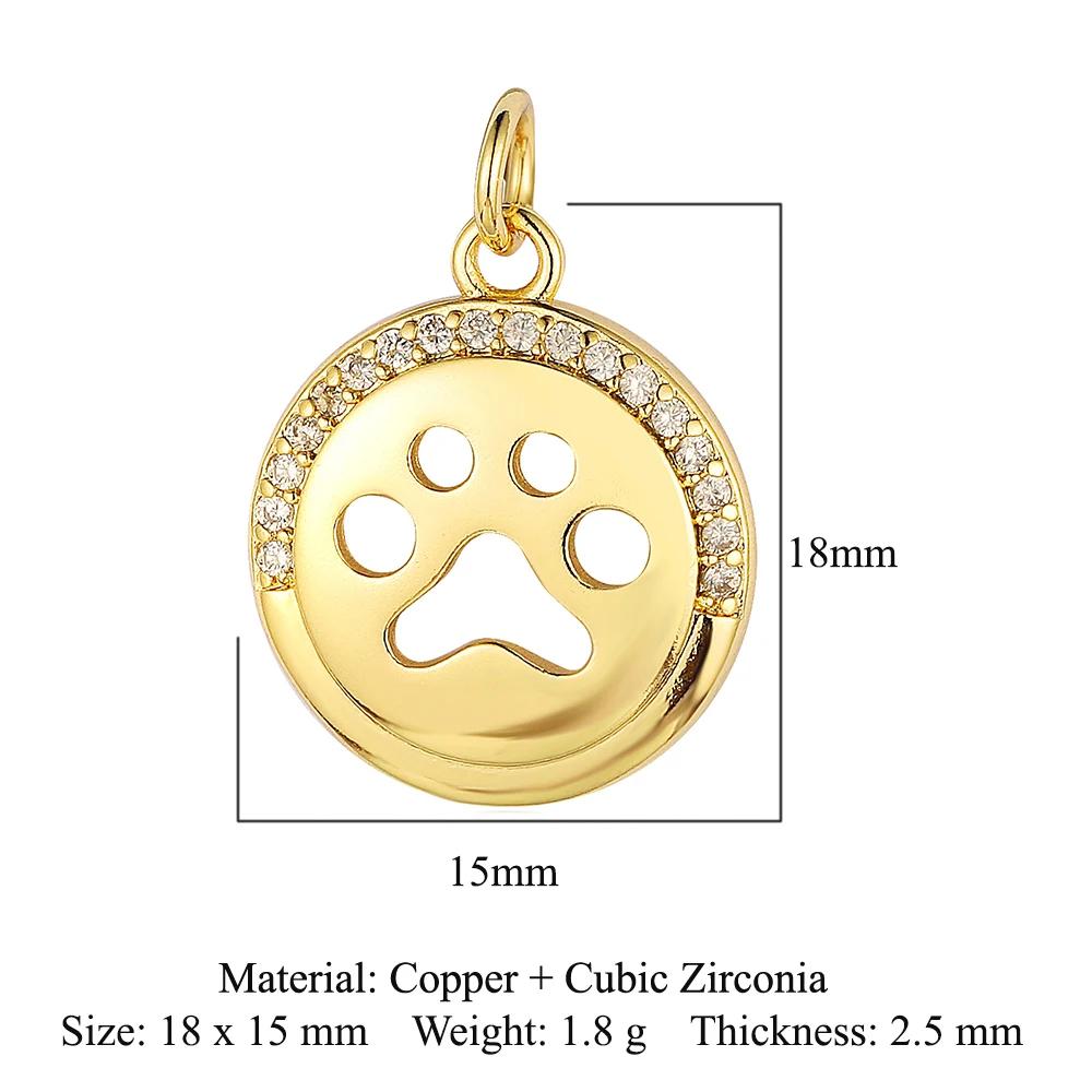 Trendy Brass Cubic Zirconia Life Tree Crown Charm Women Fish Paw Cow Pendant DIY Jewelry Bracelet Earring