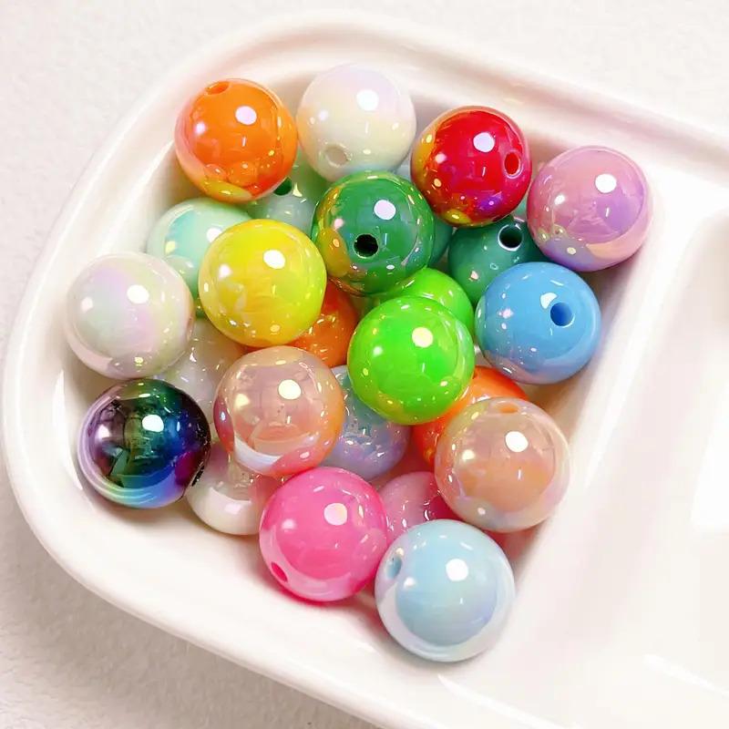 16mm10pcs new VU plated colorful shell acrylic loose beads diy mobile phone chain keychain bead material jewelry accessories