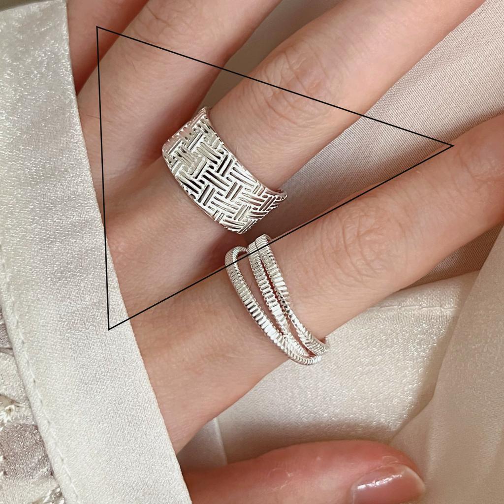 925 Silver Flower Lace Ring Korean Fashion Opening Inlaid CZ Adjustable Rings Valentine's Day Gift