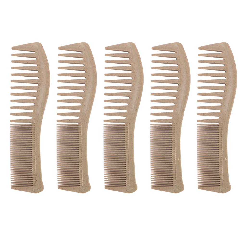 10Pcs Fine Wide Tooth Comb Wheat Straw Round Teeth Portable Hair Styling Comb Set for Home Travel