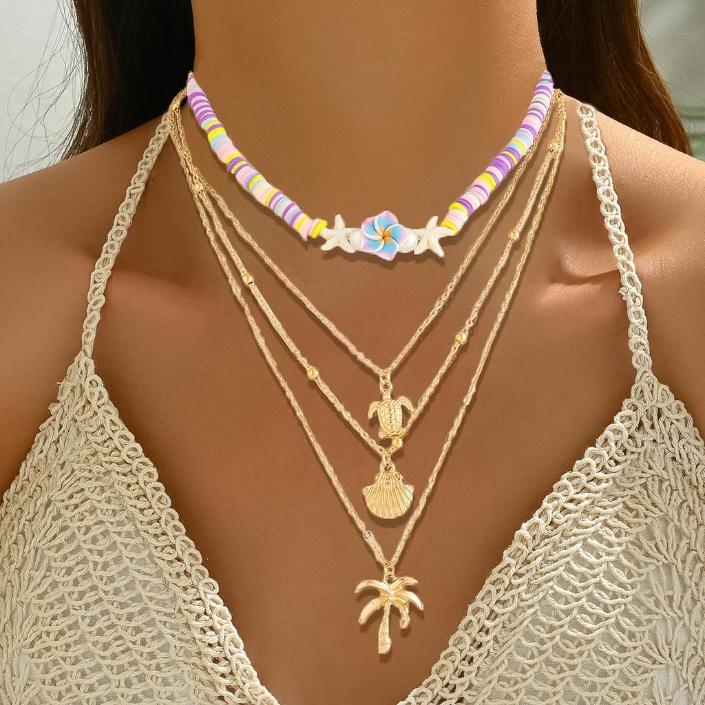Summer European and American Bohemian Necklace Shell Jewelry Beach Vacation Shellfish Starfish Tail Pendant Clavicle Chain