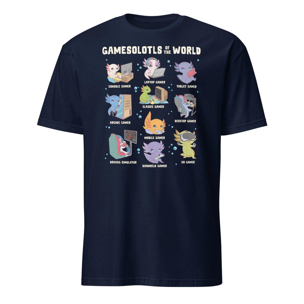 Axolotl Shirt Kawaii Gamesolotls Of The World Gamer Axolotl T-Shirt Size S-3XL