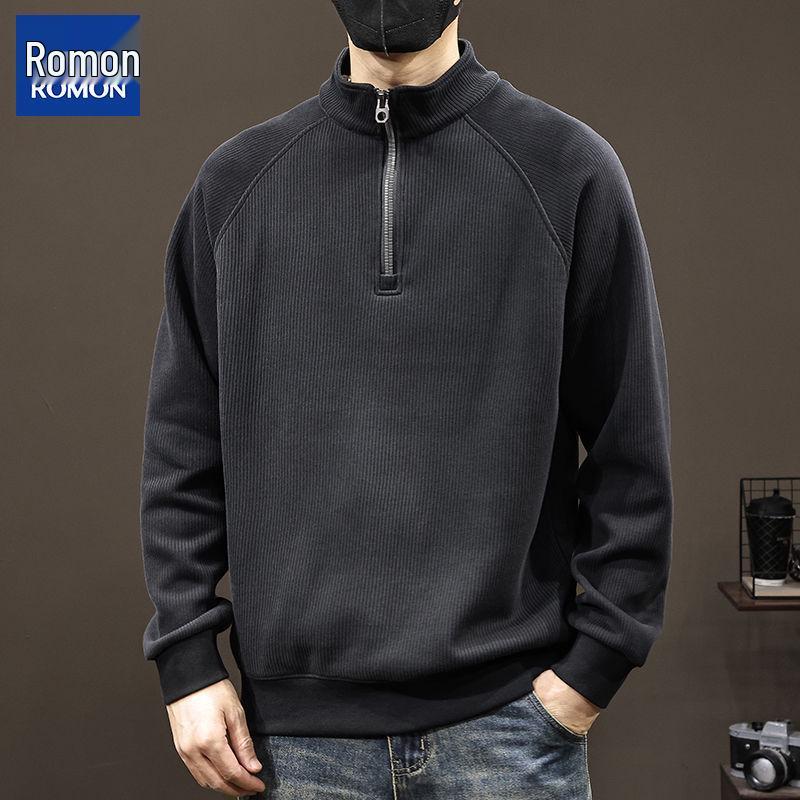 Romon Men's Loose Long Sleeve Sweatshirt - 2025 Trendy Korean Style for Autumn/Winter Casual Wear