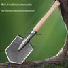 6B Multi-functional Entrenching Tool: Manganese Steel Large Combat Shovel with Wooden Handle, Vehicle-Mounted, Portable for Fishing and Outdoor Use.
