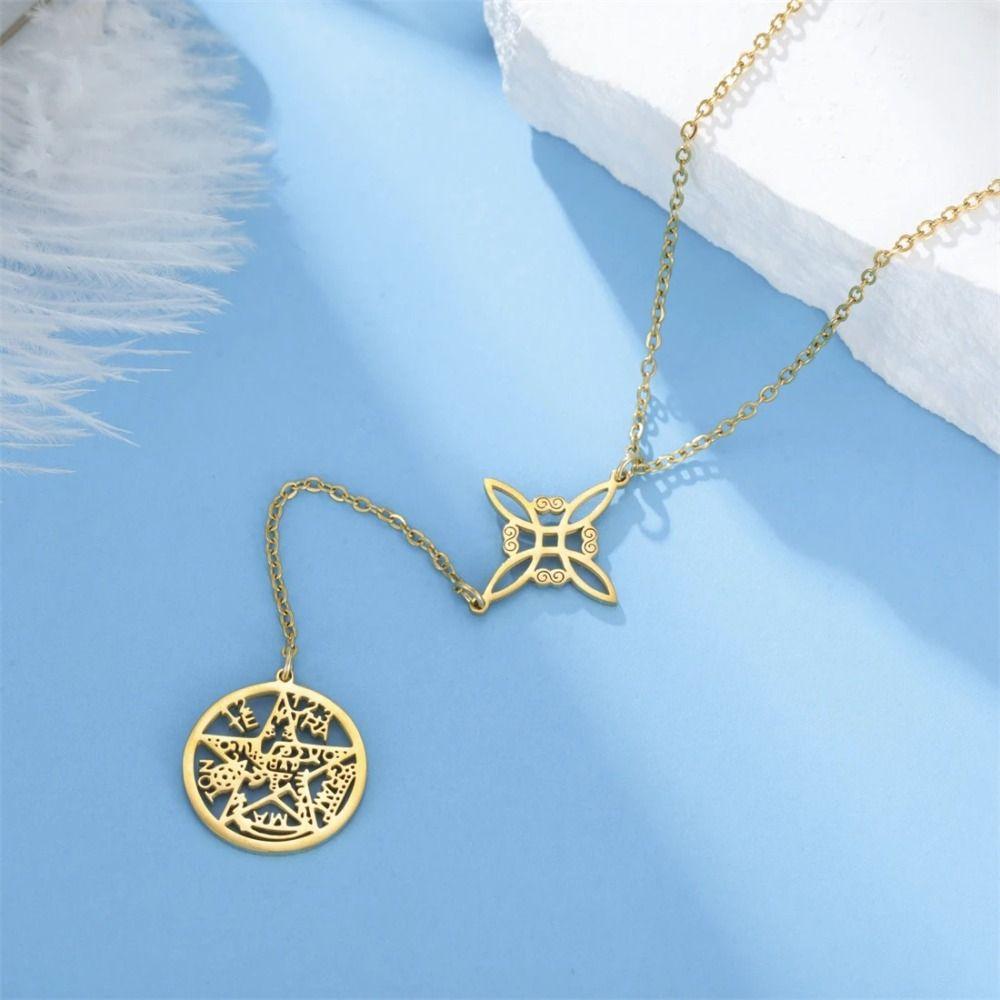 Sacred Symbol Witch Knot Necklace Stainless Steel Tetragrammaton Necklace  Gift Giving