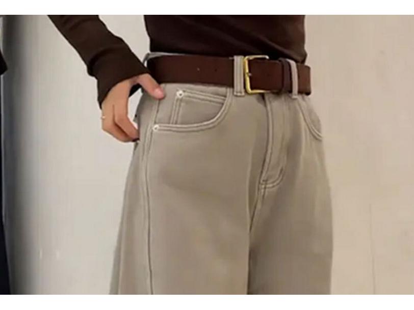 Women's Khaki Wide-Leg Jeans - 2026 Autumn Fashion Versatile Casual Style