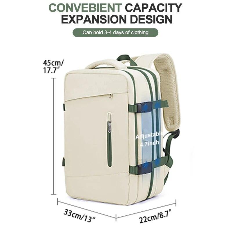 Rucsac de călătorie pentru femei, extensibil, pentru drumeții, pentru laptop, cu port USB, mare, rezistent la apă, 40 l, pentru bărbați