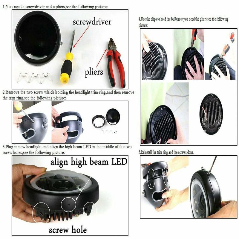 5.75 Inch Headlight Lamp Housing, Universal Motorcycle Headlight Lampshade with Mounting