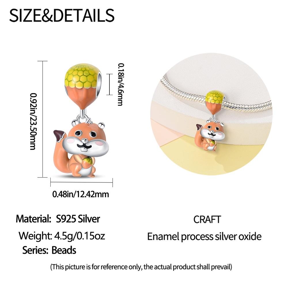 Original Charms Copper Cute Squirrel Pendant Beads Fit Bracelet Women Jewelry Making Diy Gift